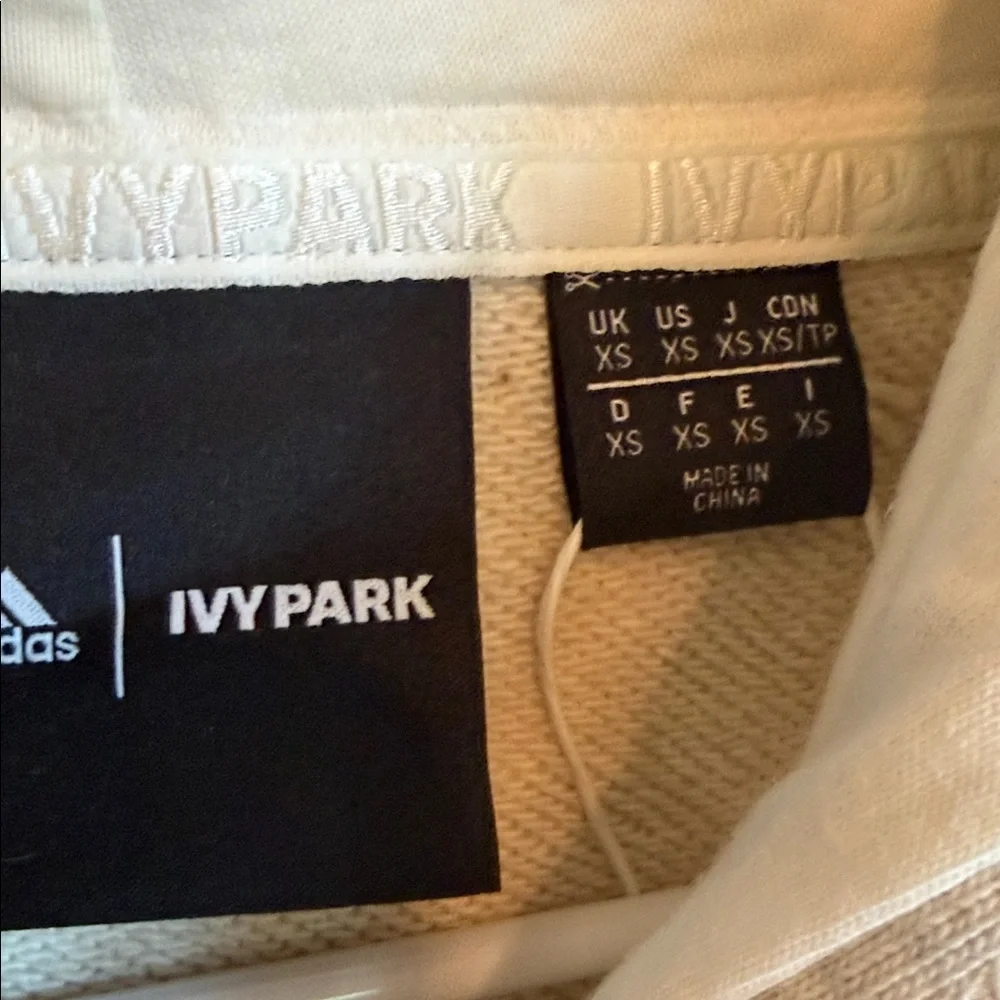 Adidas Ivy Park Cream Melange Unisex Hoodie with Stripes XS NWT - Picture 2 of 4